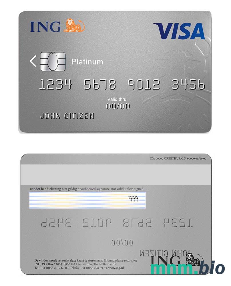 Netherlands ING Bank przykład karty visa w formacie PSD